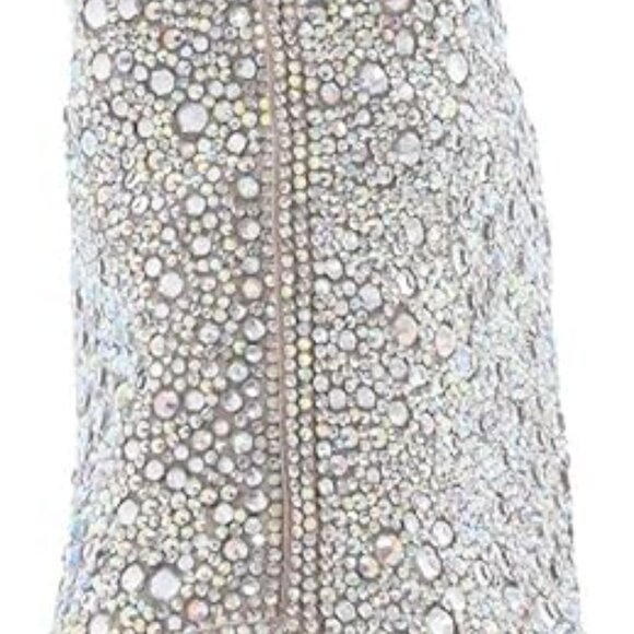 Betsey Johnson Glass & Rhinestone Ankle Bootie Size 7.5 EUC Silver Boot Glitter - Picture 13 of 13